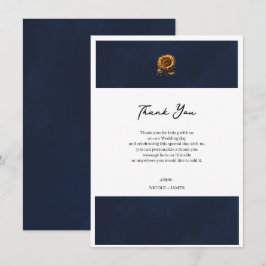 Convite Girassol Rústico Azul Agradecimento de Casamento