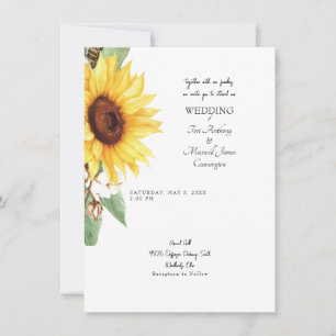 Convite Girassol Simples Junto com Nossas Famílias Invita