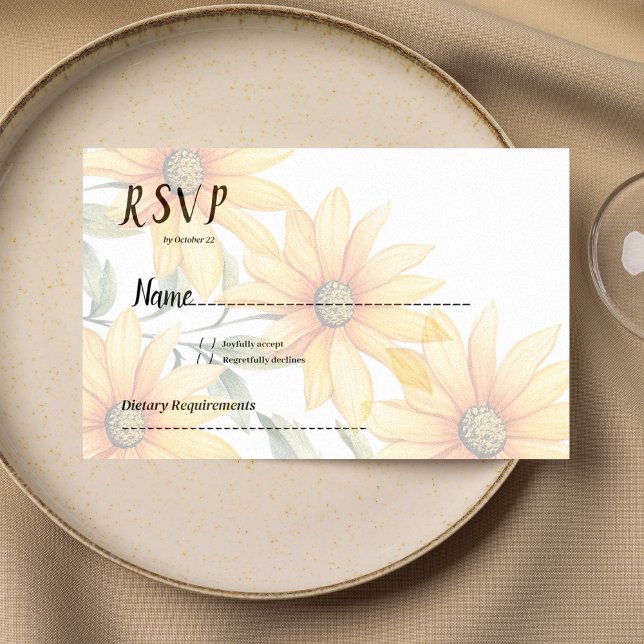 Convite Girassol verde-alaranjado verão floral RSVP (Orange green sunflower summer floral RSVP)