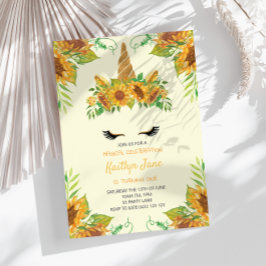 Convite Girinas Amarelas Amarelas do Unicórnio Floral Amar