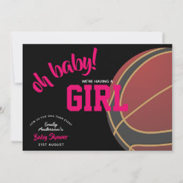 Convite GIRL Basebol Chá de fraldas Pink Black Invits