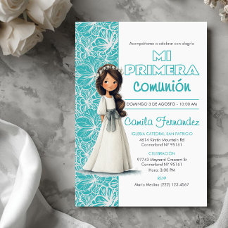 Convite Girl’s First Communion Cute Catholic Religious