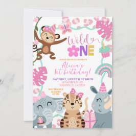 Convite Girl Safari Birthday Wild One Party invitation