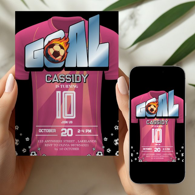 Convite Girl Soccer Shirt Birthday Party Invitation (Criador carregado)