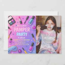 Convite Girl Spa Pamper Party Birthday Photo Invitation