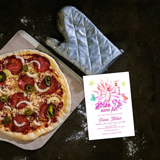 Convite Girl Strike Up Some Fun Bowling Sport Baby Shower (Girl Strike Up Some Fun Bowling Sport Baby Shower Invitation)