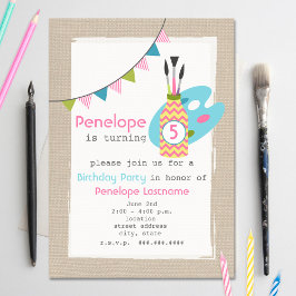 Convite Girls Art / Painting Party Aniversário