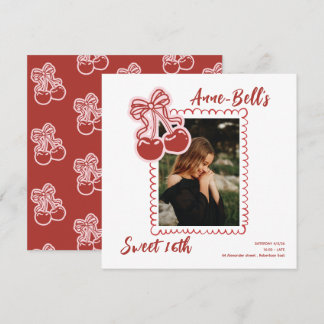 Convite Girls Cherry Sweet 16th Birthday Invitation