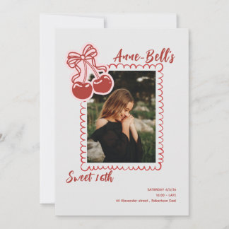 Convite Girls Cherry Sweet 16th Birthday Invitation