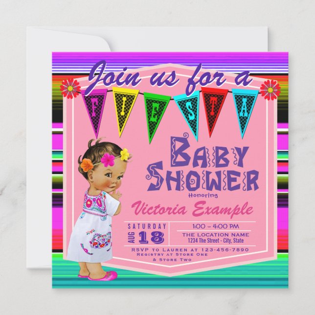 Convite Girls Fiesta Baby Shower Invants (Frente)