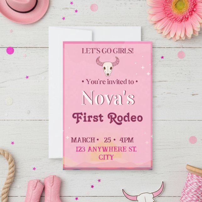 Convite girl's first rodeo invitation (Criador carregado)