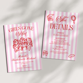 Convite Girl's Gone Mild Bachelorette Weekend Party