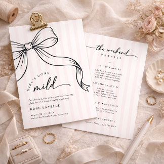 Convite Girls Gone Mild Bow Stripe Bachelorette Weekend