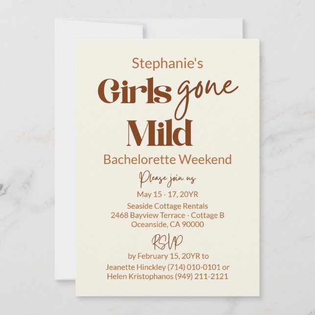 Convite Girls Gone Mild Chic Bachelorette Beach Weekend (Frente)