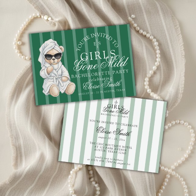 Convite Girls Gone Mild Spa Bear Bachelorette (Not every bachelorette party needs to be wild—and that’s exactly the vibe of Girls Gone Mild!)