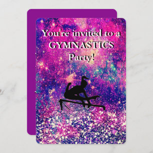 Convite Girls Gymnastics Festa de aniversário Sparkle
