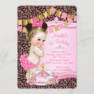 Convite Girls Leopard primeiro aniversario