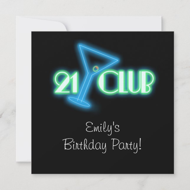 Convite Girls Martini aniversário de 21 anos (Frente)