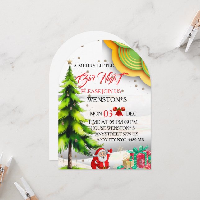 Convite Girls Night Christmas Party Invitation, Friendsmas (Frente/Verso In Situ)