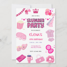 Convite Girls Night In Slumber Pajama Party Pink Birthday