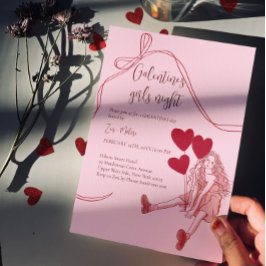 Convite Girls Night Pink – Heart Balloons Galentine's Day