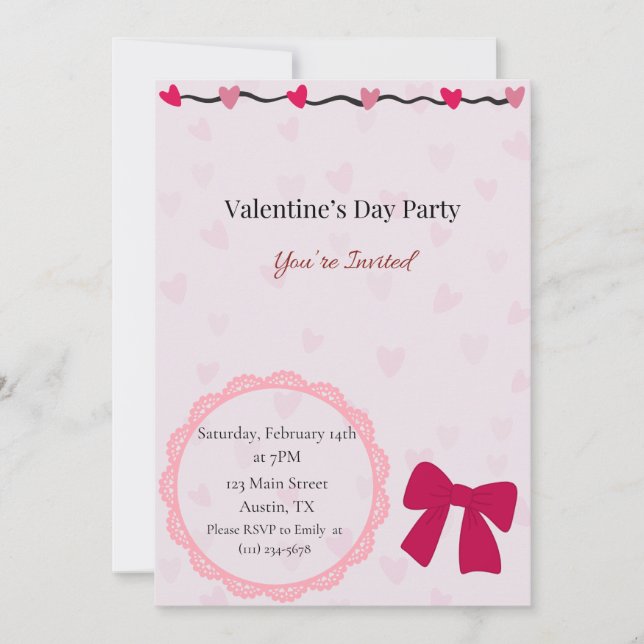 Convite Girls Night Valentine's Day Party Invitation (Frente)