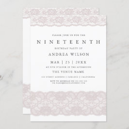 Convite Girls Pink Lace 19th festa de aniversário Conite