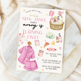 Convite Girls Pink Spa-Jama Sleepover Birthday Invitation