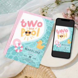 Convite Girls Pink Two The Pool Summer Splash 2nd Birthday