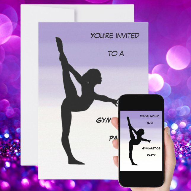 Convite Girls Purple Ombre Gymnastics Party (Criador carregado)