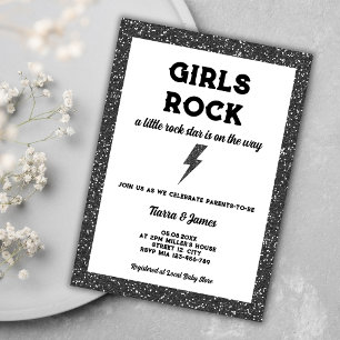 Convite Girls Rock Black Rock And Roll Girl Chá de fraldas