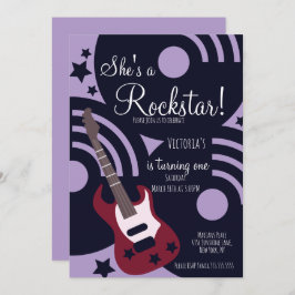 Convite Girls Rockstar Guitar Star Rock Birthday Party