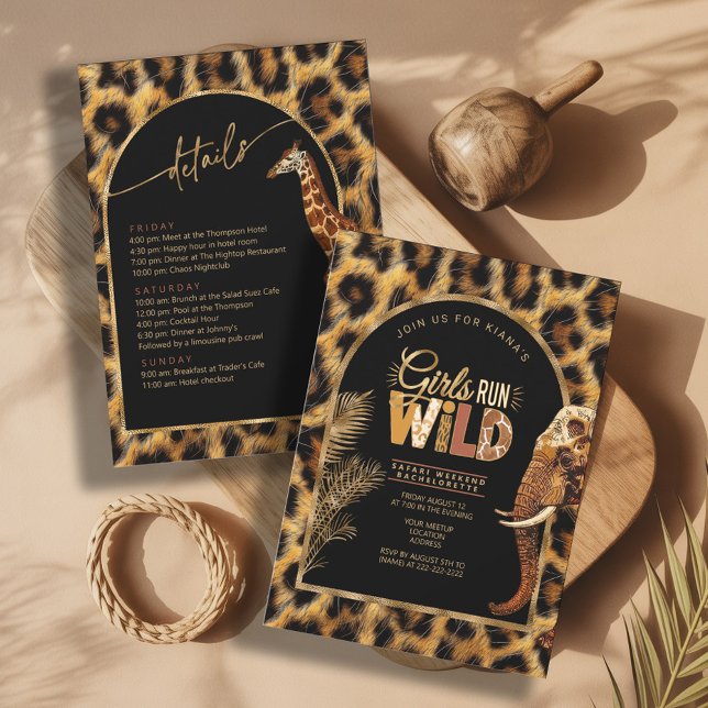 Convite Girls Run Wild Safari Bachelorette Weekend ID1148 (Criador carregado)