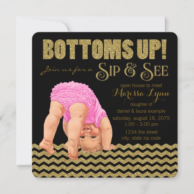 Convite Girls Sip and See (Frente)