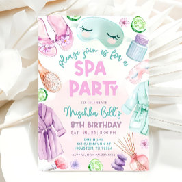 Convite Girls Spa Birthday, Spa Party Birthday Glam Party