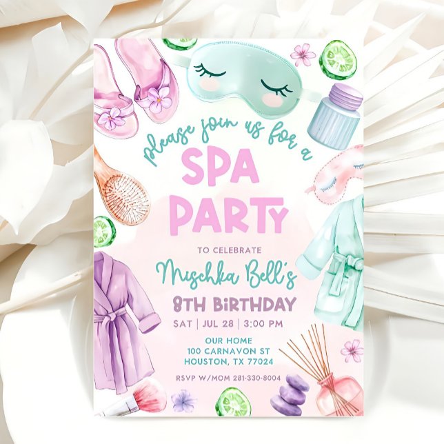 Convite Girls Spa Birthday, Spa Party Birthday Glam Party (Criador carregado)