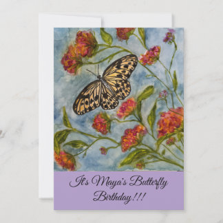 Convite Girls Sweet Butterfly Birthday Invitation