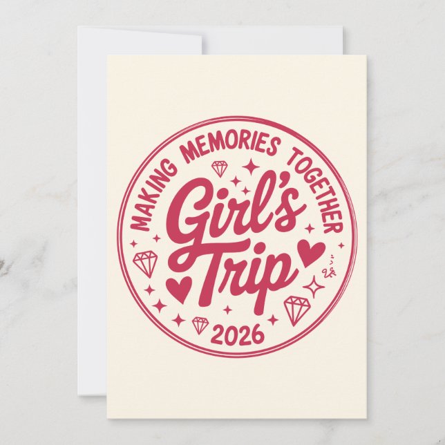 Convite Girls Trip 2026 Making Memories Together Girly (Frente)