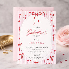 Convite Girls Valentine's Day Invite Pink & Red