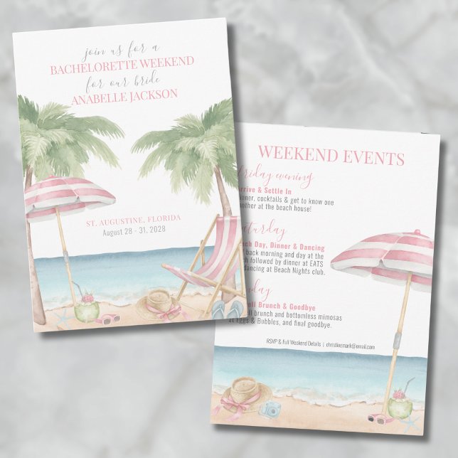 Convite Girls Weekend Beach Bachelorette (Girls Weekend Beach Bachelorette Invitation)