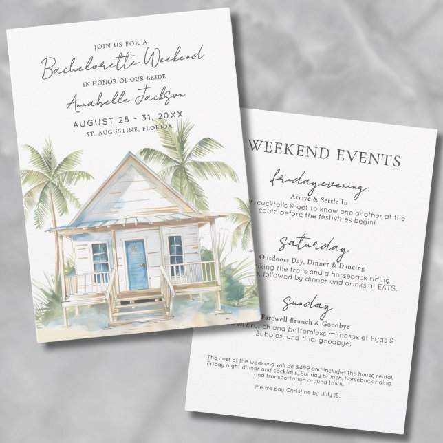 Convite Girls Weekend Tropical Beach Festa de solteira (Girls Weekend Tropical Beach Bachelorette Party Invitation)