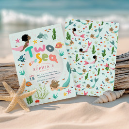 Convite Girls Whimsical Mermaid Two The Sea 2nd Birthday