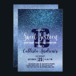 Convite Girly Aqua Baby Blue Triple Glitter Ombre Sweet 16<br><div class="desc">Este convite de aniversário feminino, moderno e brilhante de dezesseis é perfeito para o dia especial da sua filha adolescente. Ele apresenta um azul aqua impresso em azul-claro em azul-claro no gradiente ombre azul-cintilante cintilante. É chique, elegante, bonito, única e legal; todas as qualidades que sua filha desejará para seus...</div>