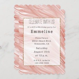 Convite Girly Blush Rosa Swirl