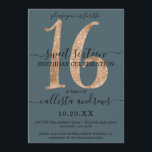 Convite Girly Chic Faux Dourado Glitter Dusty Blue Sweet 1<br><div class="desc">Este convite de aniversário elegante, simples, minimalista e chic Sweet XVI é perfeito para a sua jovem adolescente. Ele apresenta um falso glamouroso impresso lavish e um luxo dourado brilhante número de sequência, "16" sobre um fundo azul esfervente e giro, com fontes rotineiras e serif preto complementares. É uma forma...</div>