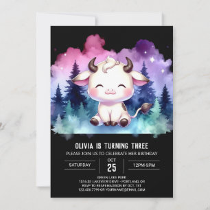 Convite Girly Custom Cow Birthday