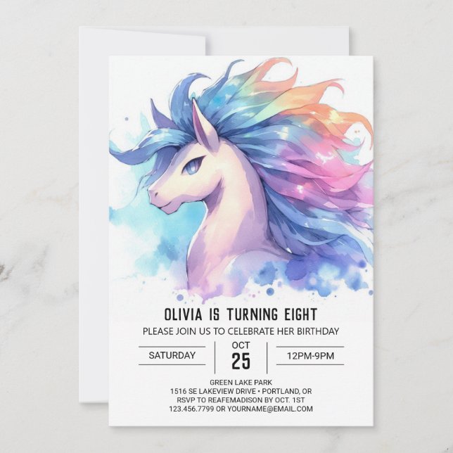 Convite Girly Custom Horse Birthday (Frente)