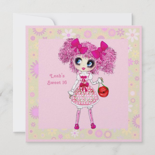 Convite Girly Gifts estilo Harajuku Girl (Frente)