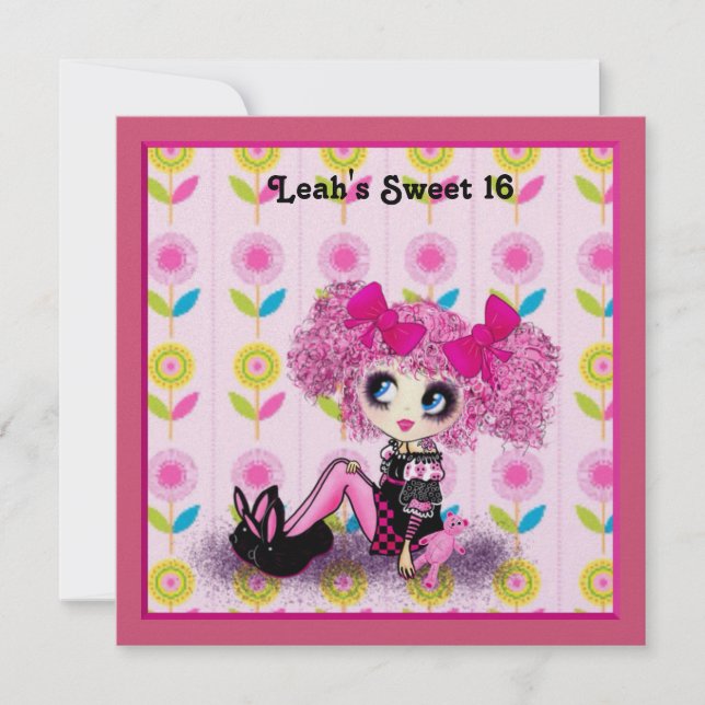 Convite Girly Gifts estilo Harajuku Girl (Frente)