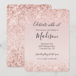 Convite Girly Glam Blush Rosa Brilhante